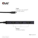 Club 3d usb-c naar 3x hdmi hub (zwart)