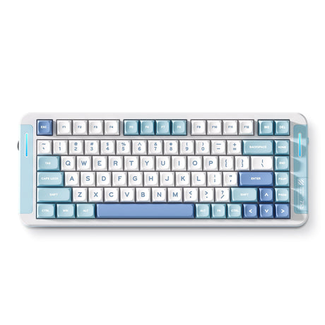 Mchose x75 v2 blue icy creamsicle custom mechanical keyboard (wit, us lay-out (qwerty), kailh box icy creamsicle, 75%, rgb, hot swap, double-shot pbt, draadloos | bluetooth | usb-c)