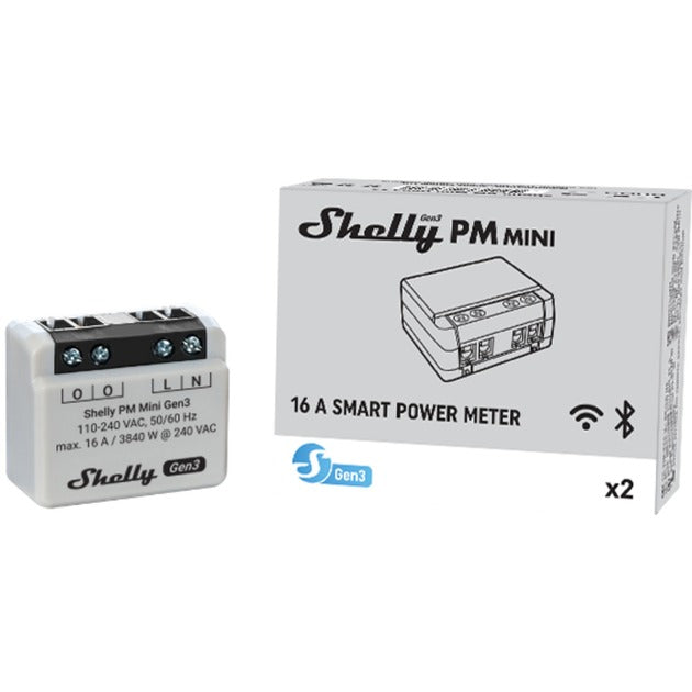 Shelly pm mini gen3 wifi bluetooth-controller voor smart home