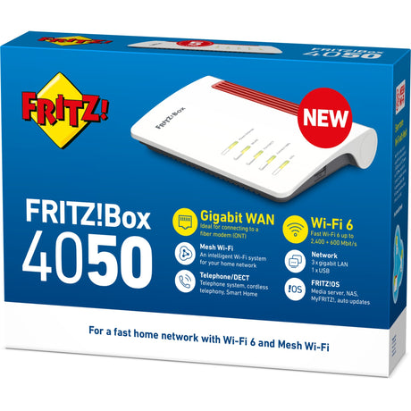 Fritz! box 4050 edition international router (wit rood, mesh wi-fi)