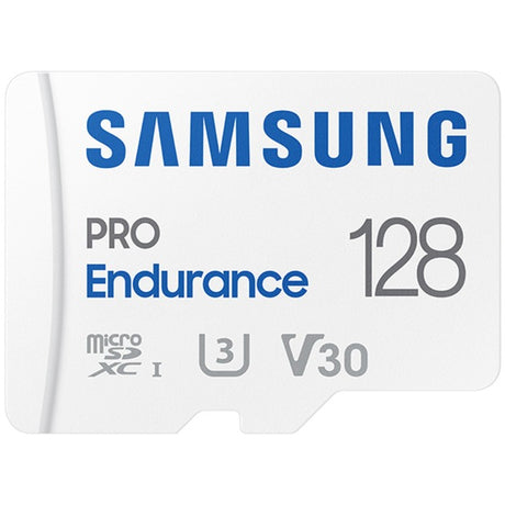 Samsung pro endurance 128 gb microsdxc geheugenkaart (wit, uhs-i u3, class 10, v30, incl. sd-adapter)