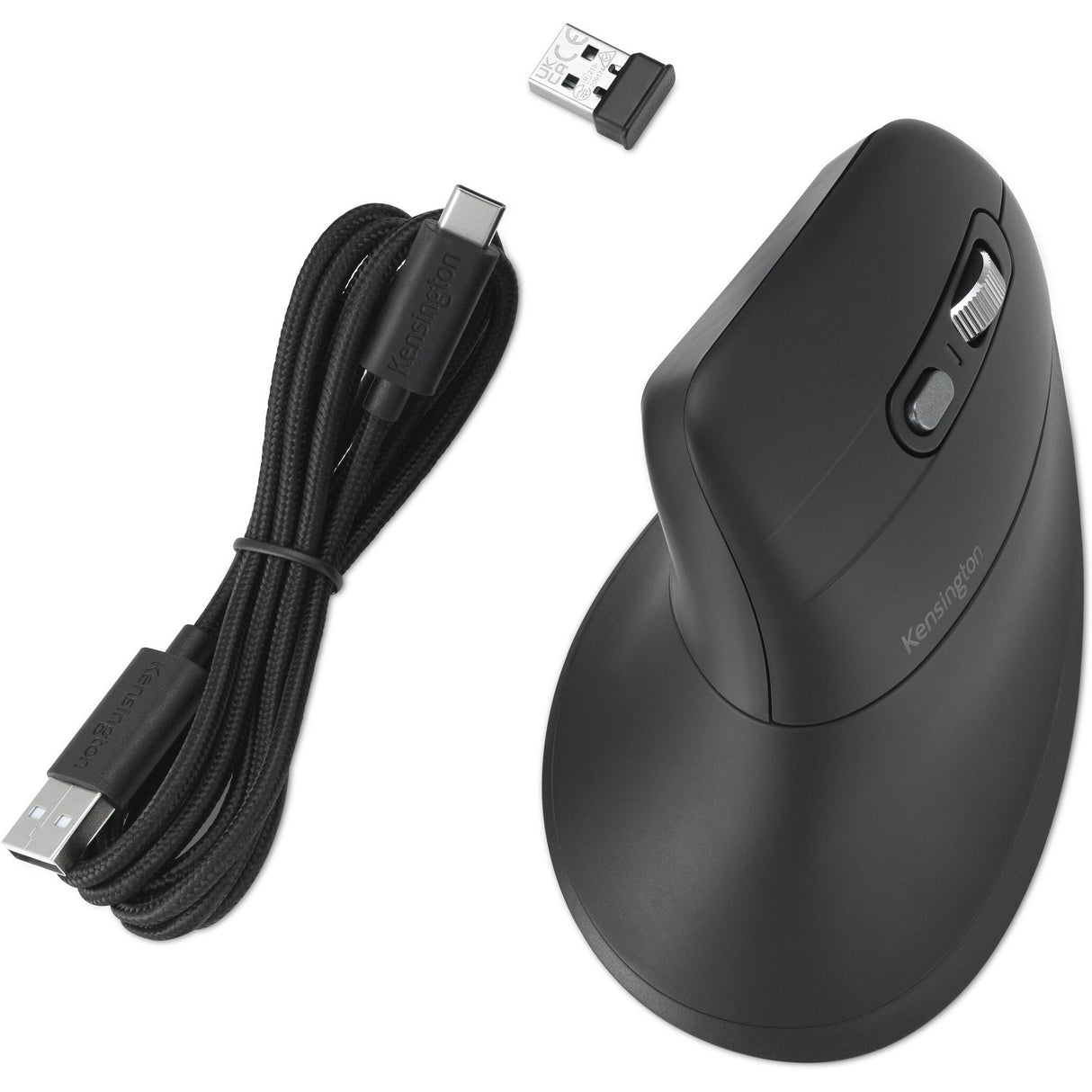 Kensington pro fit ergo my630 eq rechargeable mouse (zwart, 1000 - 2400 dpi, bluetooth, 2.4 ghz)