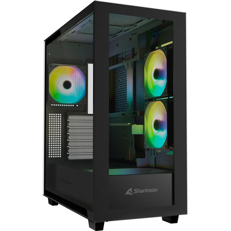 Sharkoon rebel c60 rgb midi tower behuizing (zwart | 2x usb-a | 1x usb-c | rgb | tempered glass)