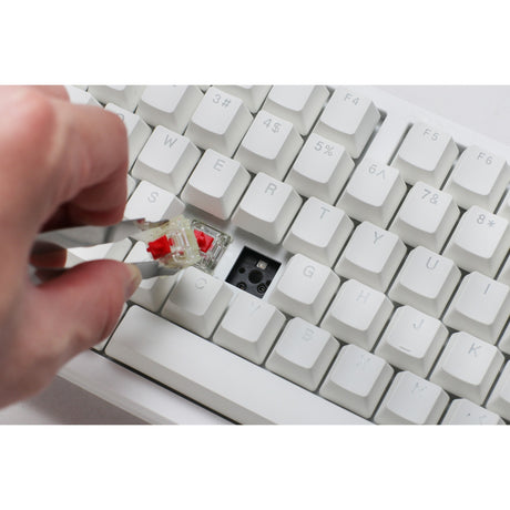 Ducky zero 6108 pure white rgb mechanisch gaming toetsenbord (wit, us lay-out (qwerty), cherry mx2a speed silver, 100%, rgb leds, double-shot pbt, hot swap, 2.4ghz | bluetooth | usb-c)