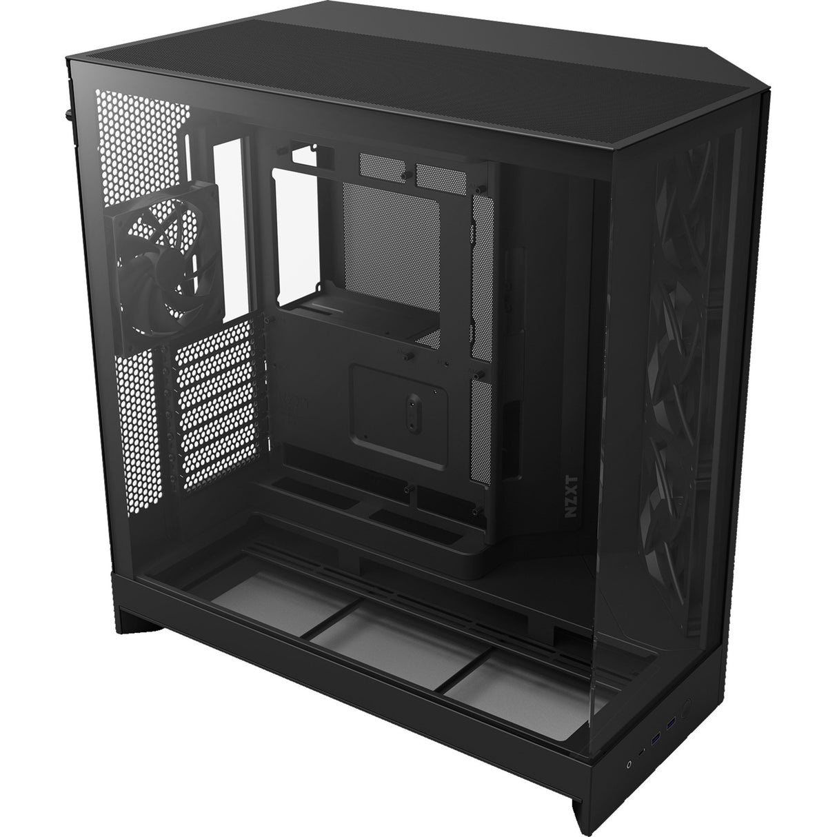 Nzxt h9 flow midi tower behuizing (zwart (mat) | 2x usb-a | 1x usb-c | tempered glass)