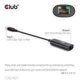 Club 3d usb-a naar rj45 ethernet 5gbps adapter (zwart)