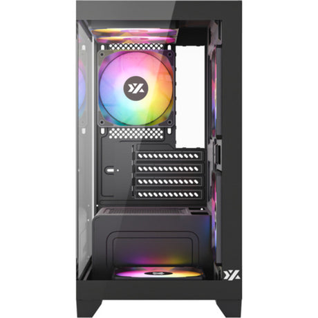 Xyz pc gear titanium view lite midi tower behuizing (zwart | 2x usb-a | tempered glass)