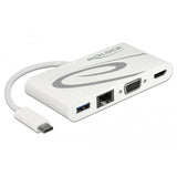 Delock usb-c 3.1 > hdmi + vga + lan + usb adapter (wit, 0,14 meter, 4k 30 hz)