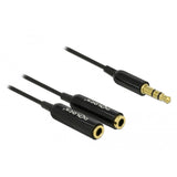 Delock cable audio splitter stereo jack male 3.5mm > 2x stereo jack female splitterkabel (zwart)