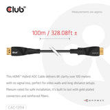 Club 3d actieve optische hdmi kabel (zwart, 100 meter)