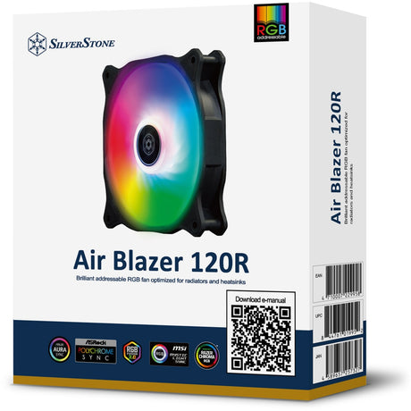 Silverstone air blazer 120r rgb case fan (zwart, 120 x 25 x 120 mm, pwm)