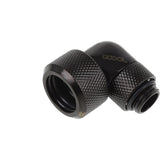 Alphacool eiszapfen 16 mm hardtube compressiefitting 90° draaibaar g1 4 verbinding (zwart, gekarteld, diep zwart)