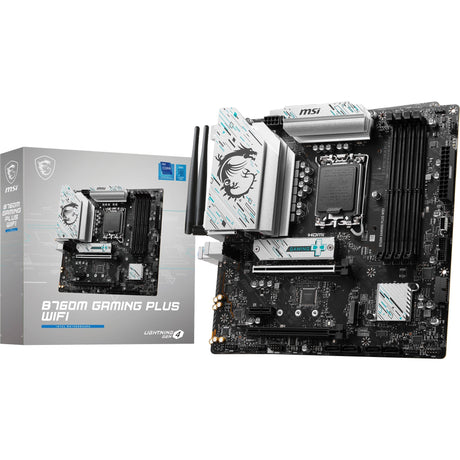 Msi b760m gaming plus wifi socket 1700 moederbord (zwart zilver, raid, 2.5 gb-lan, wi-fi 6e, bt, sound, µatx)