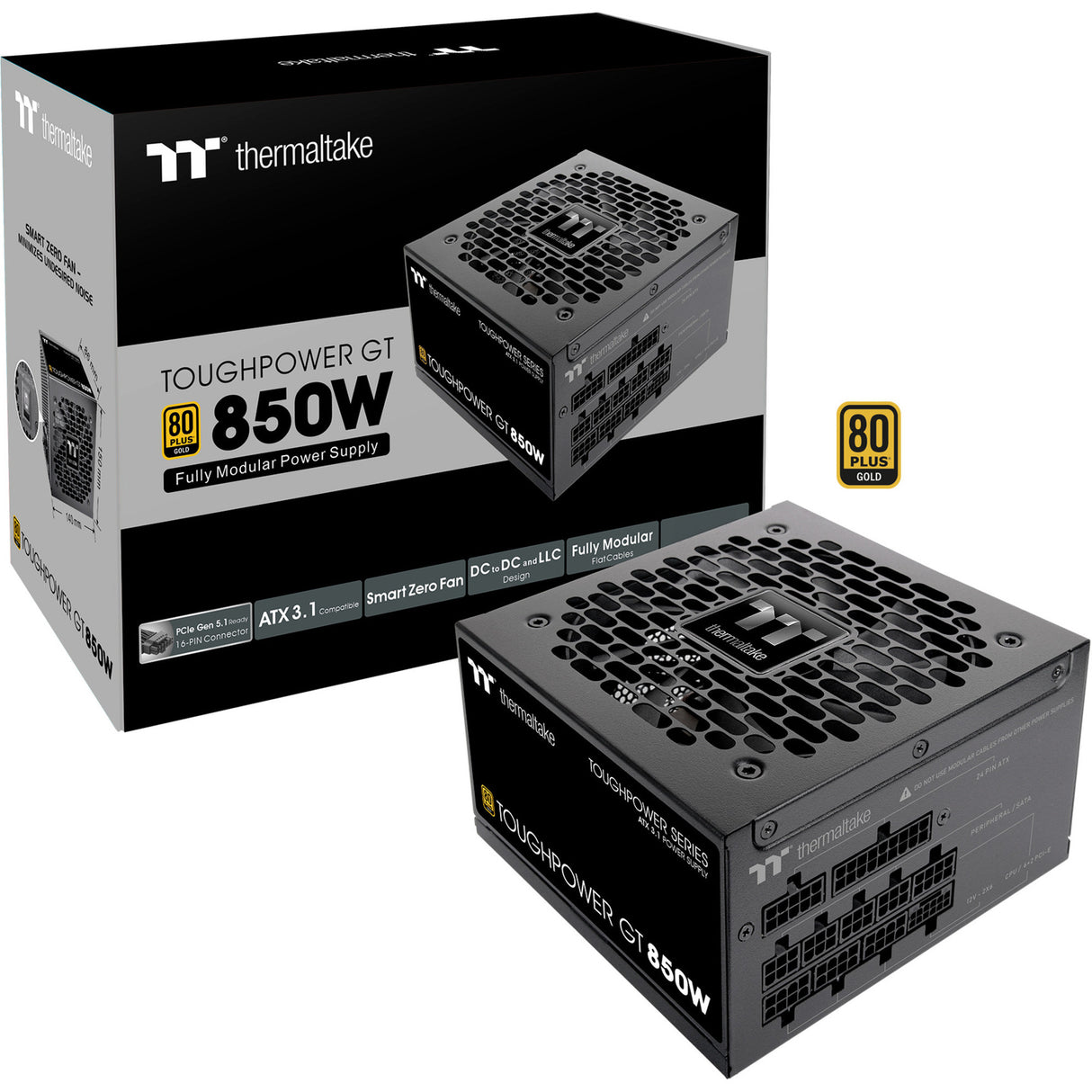 Thermaltake toughpower gt modulaire 850 watt voeding (zwart, 4x pcie)