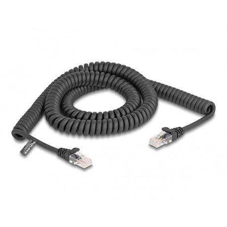 Delock rj-45 spiraalkabel male to male cat.5e (zwart, 3 meter)