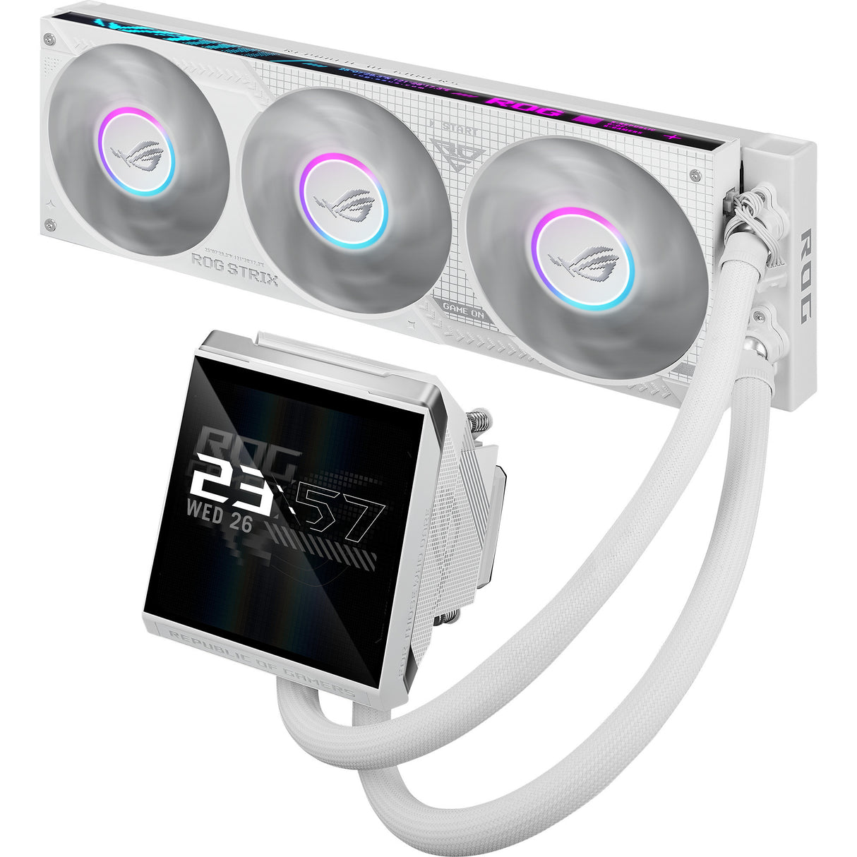 Asus rog strix lc iv 360 argb lcd waterkoeling (wit, 4-pin pwm)