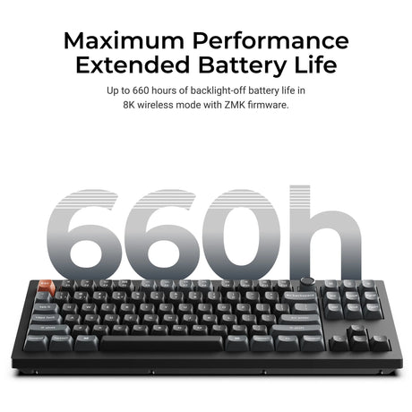 Keychron v3 ultra 8k wireless custom mechanical keyboard (zwart, us lay-out (qwerty), silk pom banana, 80% (tkl), rgb, hot swap, 2.4 ghz | bluetooth 5.3 | usb-c)
