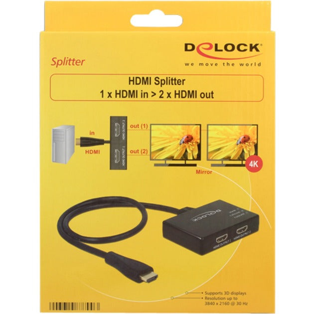 Delock 1x hdmi naar 2x hdmi splitter (zwart, 60 centimeter, 4k)