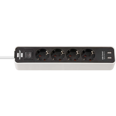 Brennenstuhl ecolor stekkerdoos 4-voudig met 2 usb a-oplaadpoorten 5v 2,10a, 10,5w (stopcontactdoos met usb-a en schakelaar en 1,5 m kabel)