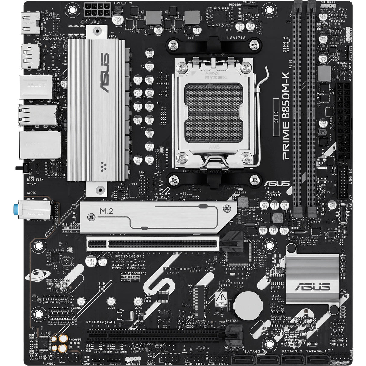 Asus prime b850m-k socket am5 moederbord (2.5gb-lan, sound, µatx)