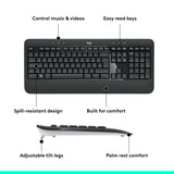 Logitech mk540 advanced draadloze desktopset (donkergrijs, eu lay-out (qwerty), 1000 dpi)