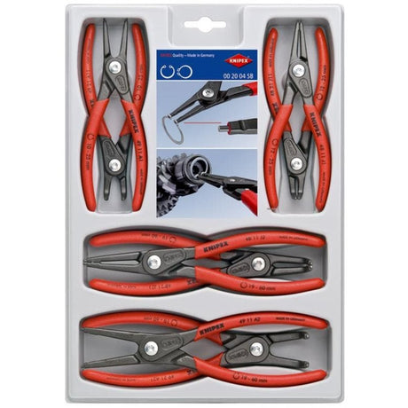 Knipex 00 20 04 sb precisie-borgveertang set geschikt voor borgringen binnen- en buitenringen 12-25 mm, 19-60 mm 10-25