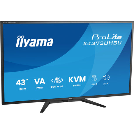 Iiyama prolite x4373uhsu-b2 42.5 4k ultra hd monitor (zwart (mat), 1x displayport, 2x hdmi, 3x usb-c, 2x usb-a)