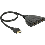 Delock 3 x hdmi in > 1 x hdmi out hdmi switch (zwart, 50 centimeter, 4k)