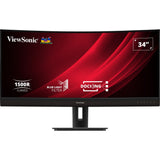 Viewsonic uwqhd curved docking monitor vg3456c 34 ultrawide (zwart (mat), 2x hdmi, 1x displayport, usb-a, usb-b, usb-c, lan, audio)