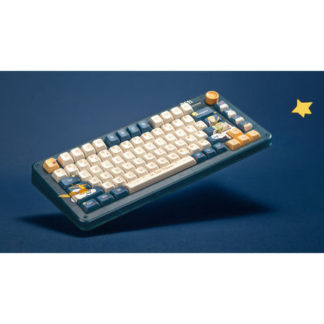 Iqunix zx75 sky encounter wireless mechanical keyboard (blauw, us lay-out (qwerty), iqunix silent rose, 75%, rgb leds, hot-swappable, double-shot pbt, 2.4ghz | bluetooth 5.1 | usb-c)