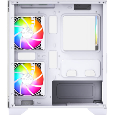 Xyz pc gear titanium view lite midi tower behuizing (wit | 2x usb-a | tempered glass)