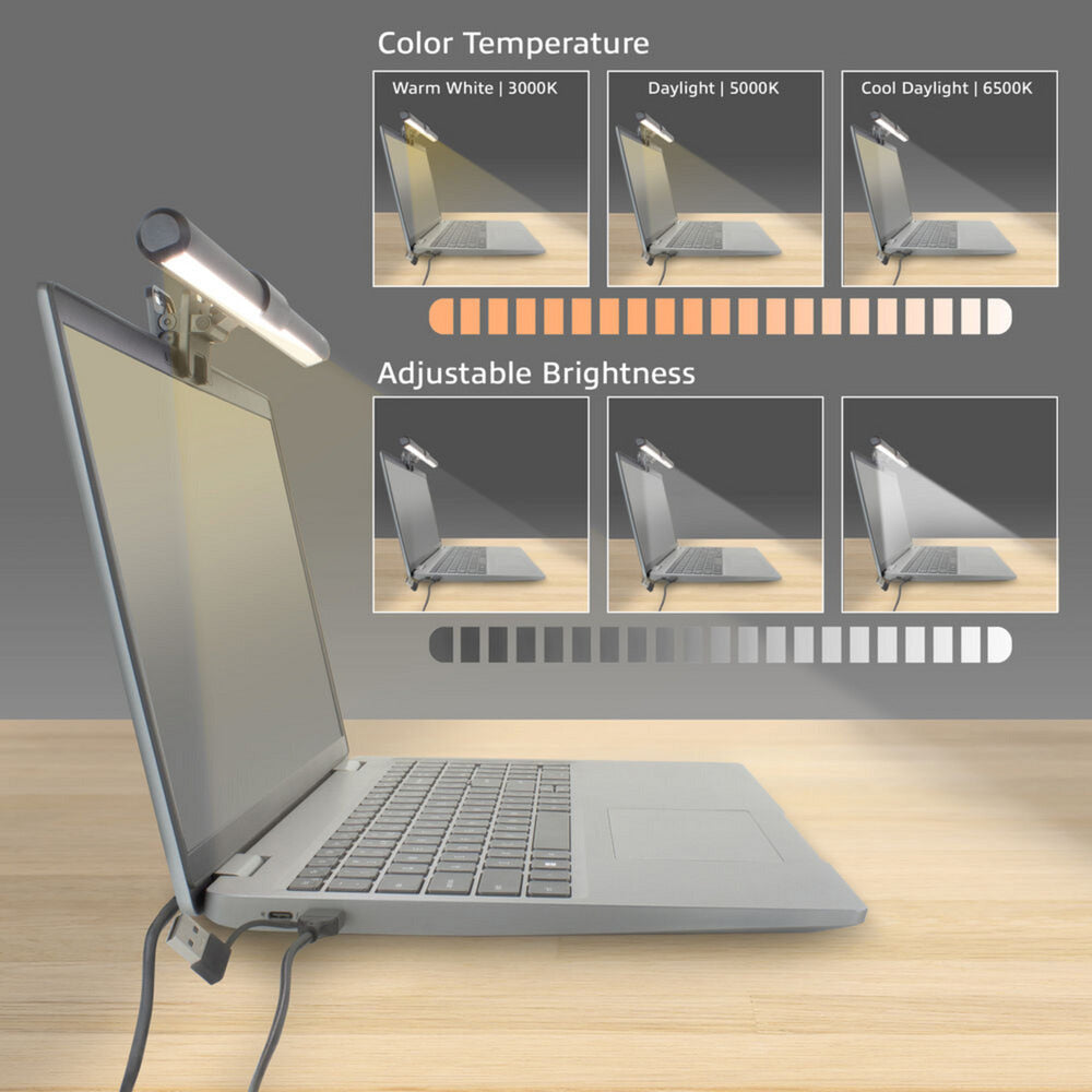 Act connectivity dimbare clip-on laptop led-lichtbalk led-bar (zwart, usb-voeding, 3000k-6500k)