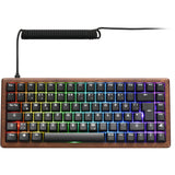 Sharkoon skiller sgk50 s3 wood pbt rgb mechanisch gaming toetsenbord (houtkleur, us lay-out (qwerty), gateron g pro 3.0 yellow, 75%, rgb leds)
