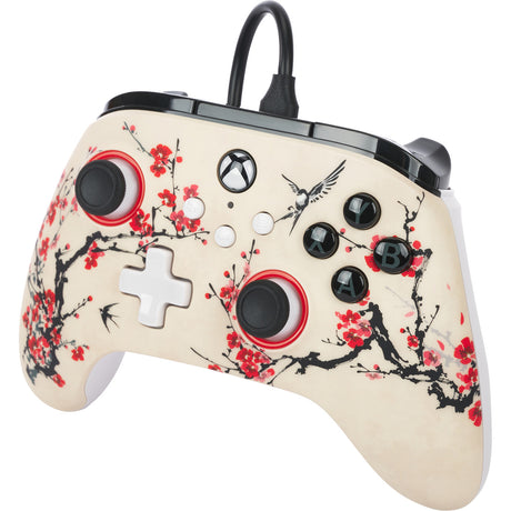 Powera advantage controller met kabel voor de xbox series x|s - warrior's nirvana (magnoliawit, xbox series x|s, xbox one, pc)