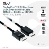 Club 3d gecertificeerde displayport 2.1 kabel (zwart, 1,2 meter, 8k)