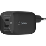 Belkin boostcharge pro 2-poorts usb-c gan-wandlader met pps (65 w) (zwart)