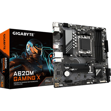 Gigabyte a620m gaming x (rev. 1.0) socket am5 moederbord (zwart grijs, raid, gb-lan, sound, µatx)