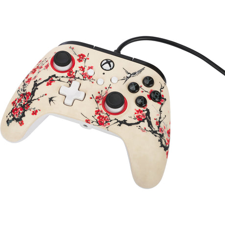 Powera advantage controller met kabel voor de xbox series x|s - warrior's nirvana (magnoliawit, xbox series x|s, xbox one, pc)