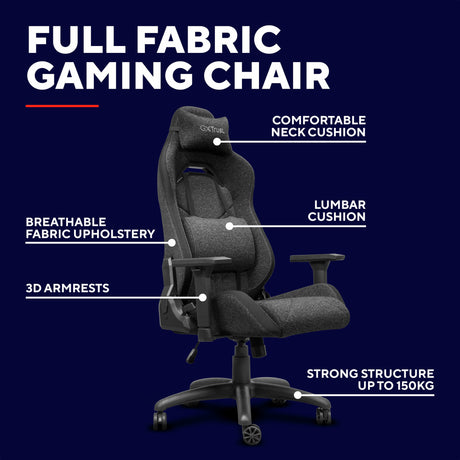 Trust gxt 723 ruya comfortabele stoffen gaming stoel (grijs)