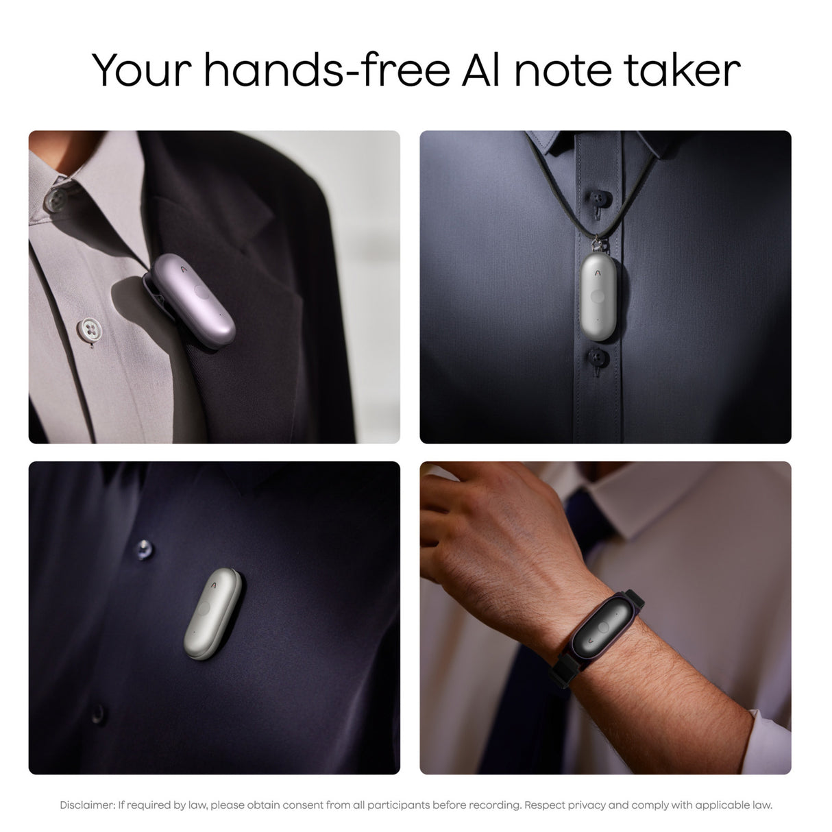 Plaud notepin s dicteerapparaat (zilver, 64 gb, bluetooth 5.2 ble (bluetooth low energy) wi-fi)