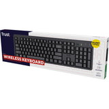 Trust ody ii draadloos toetsenbord (zwart, eu lay-out (qwerty), membraan, stil)
