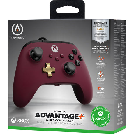 Powera advantage plus bedrade controller voor xbox series x|s - robijn (donkerrood, xbox series x|s, xbox one, pc)