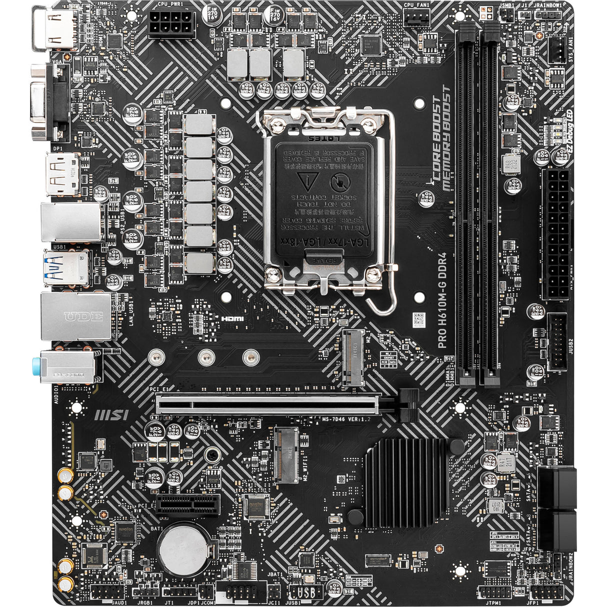 Msi pro h610m-g ddr4 socket 1700 moederbord (gb-lan, sound, µatx)