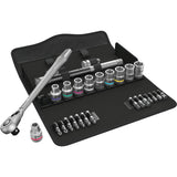 Wera 8100 sc 11 zyklop metalen ratelset gereedschapsset (zwart groen, 28-delig, volledig metalen omschakelbare ratel)