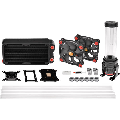 Thermaltake pacific gaming rl240 d5 hard tube water cooling kit waterkoeling (zwart rood)