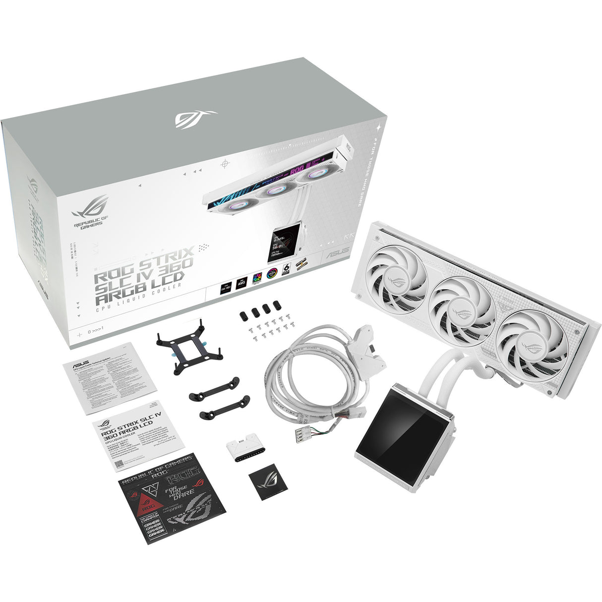 Asus rog strix slc iv 360 argb lcd white edition waterkoeling (wit)