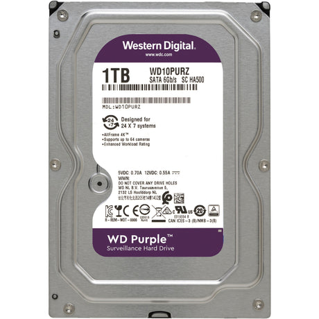 Wd purple, 1 tb harde schijf (sata 600, 10purz, bulk)