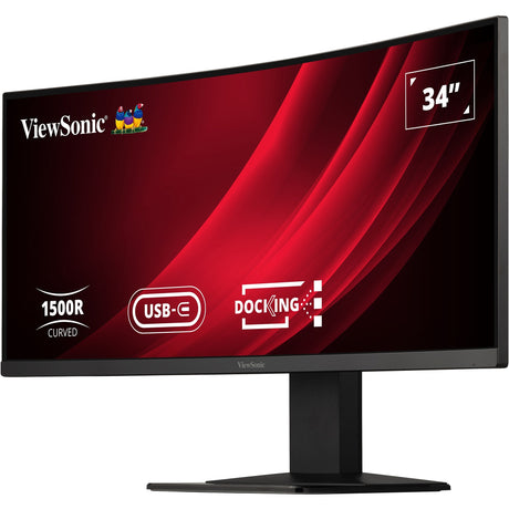 Viewsonic uwqhd curved docking monitor met kvm-switch vg3419c 34 ultrawide (zwart (mat), 1x displayport, 1x hdmi, 1x usb-c, 3x usb-a, 1x rj-45, 120 hz)
