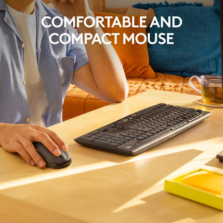 Logitech mk295 silent wireless keyboard and mouse combo desktopset (zwart, us-international lay-out (qwerty), 100%)