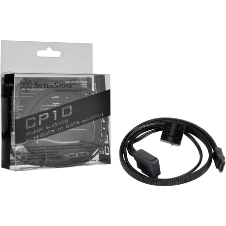Silverstone slim sata 2-in-1 datakabel + stroomadapter (zwart, cp10)